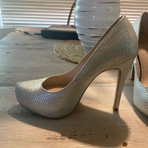 Gold platform BCBG slip on shoes